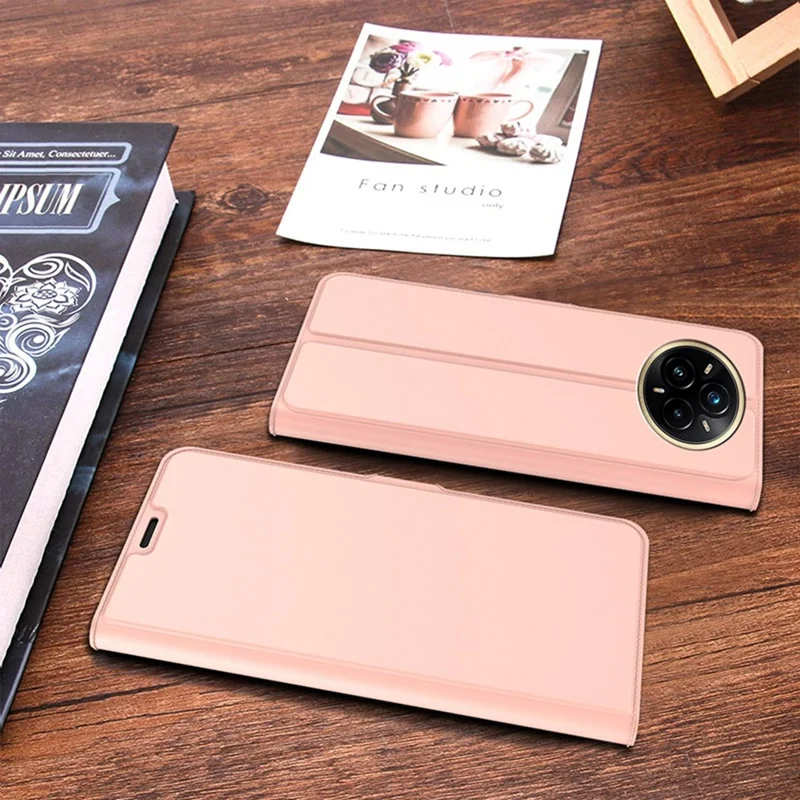 For Realme 14 Pro+ 5G Case Shockproof TPU Inner Shell Leather Phone Cover Card Slot - Rose Gold