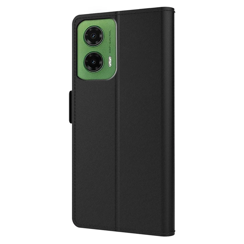 Cover per Motorola Moto G35 5G con Supporto in Pelle PU, Porta Carte e Specchio - Nero