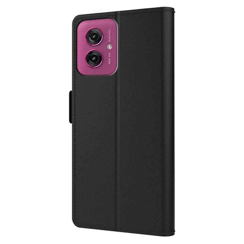 For Motorola Moto G55 5G Case Stand PU Leather Phone Cover Card Holder Mirror - Black