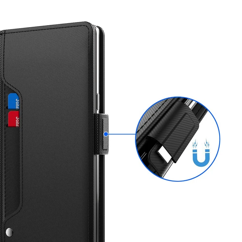 For OnePlus 13 Case Stand PU Leather Phone Cover Card Holder Mirror - Black