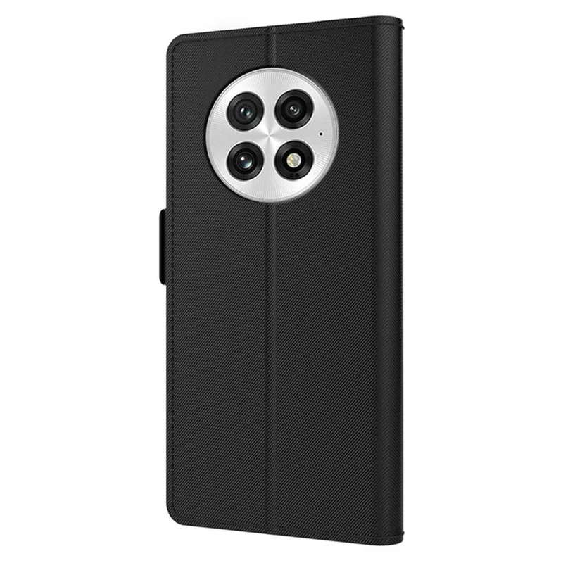 For OnePlus 13 Case Stand PU Leather Phone Cover Card Holder Mirror - Black