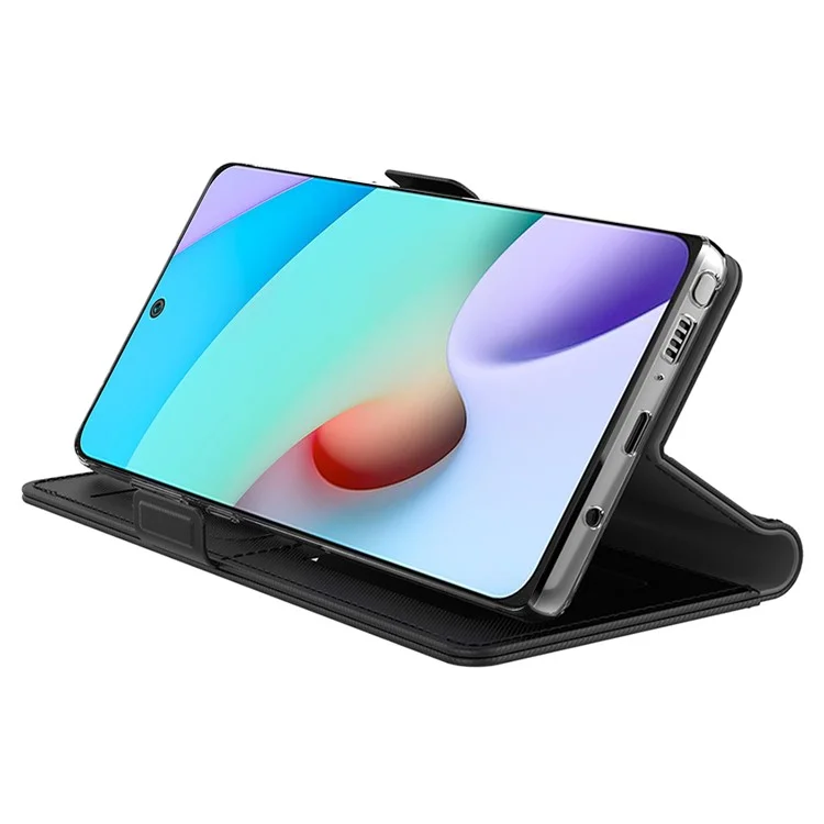 For Xiaomi Redmi Turbo 4 5G / Poco X7 Pro 5G Case Stand PU Leather Phone Cover Card Holder Mirror - Black