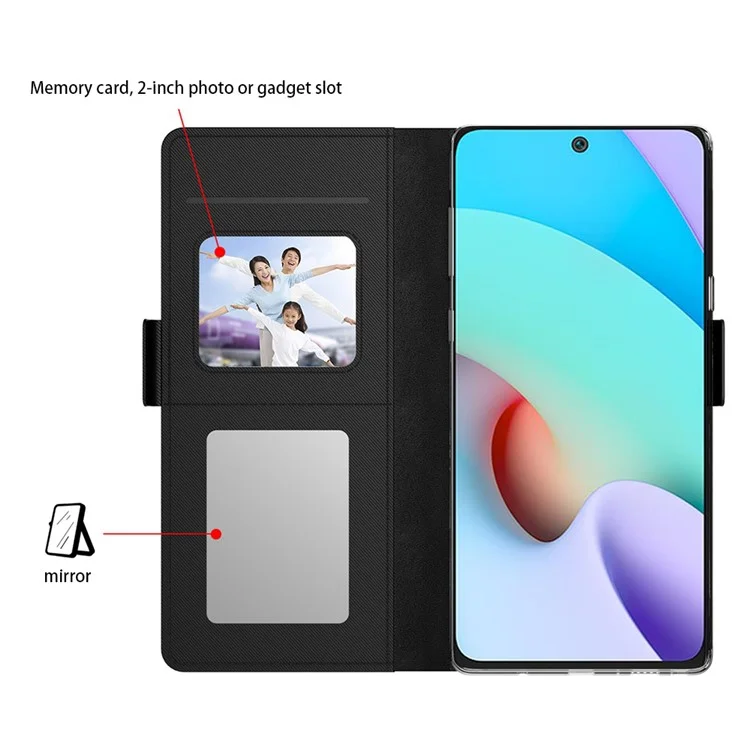 For Xiaomi Redmi Turbo 4 5G / Poco X7 Pro 5G Case Stand PU Leather Phone Cover Card Holder Mirror - Black
