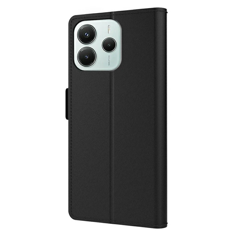 For Xiaomi Redmi Note 14 4G (163.25mm) Case Stand PU Leather Phone Cover Card Holder Mirror - Black
