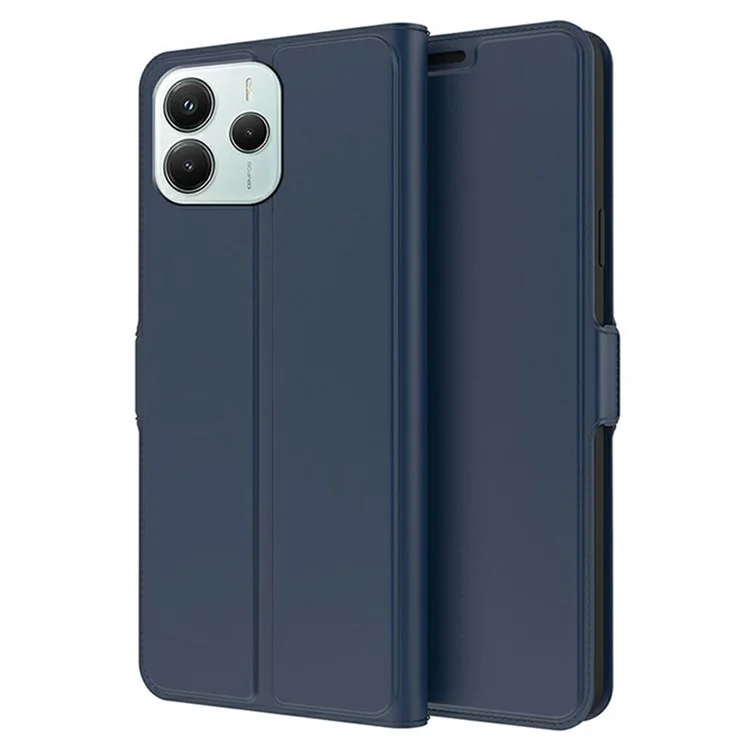 For Xiaomi Redmi Note 14 4G (163.25x76.55x8.16mm) Case Shockproof TPU Inner Shell Leather Phone Cover Card Slot - Blue