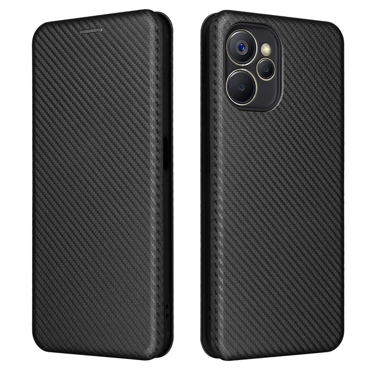 Per Realme 9i 5G Fibra di Carbonio Texture PU Pethe Pethe Phelle Case Design Slot Design Coperchi - Nero