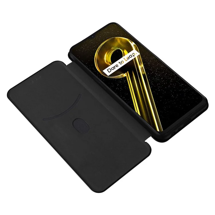 Per Realme 9i 5G Fibra di Carbonio Texture PU Pethe Pethe Phelle Case Design Slot Design Coperchi - Nero