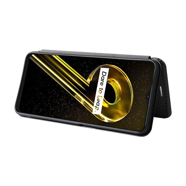 Per Realme 9i 5G Fibra di Carbonio Texture PU Pethe Pethe Phelle Case Design Slot Design Coperchi - Nero