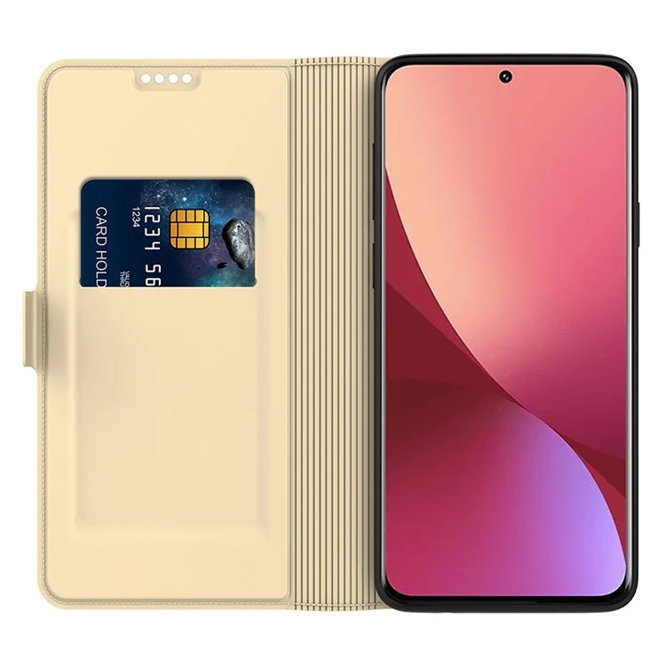 Cover per Xiaomi Redmi Note 14 Pro 4G Antiurto con Guscio Interno in TPU e Cover in Pelle per Carta - Oro