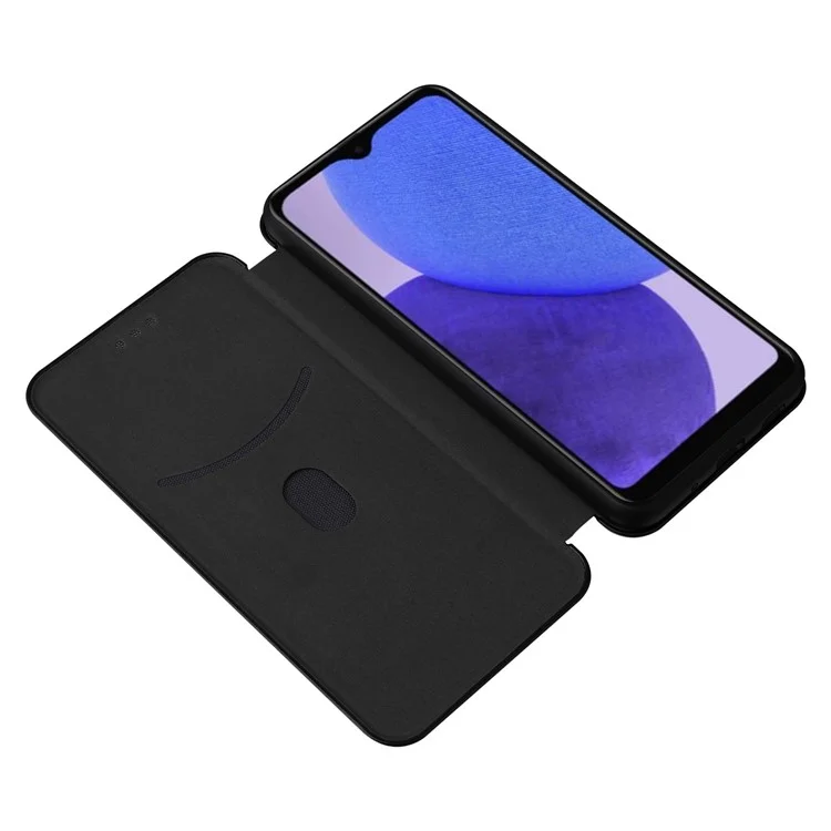 Per Samsung Galaxy A23e Custodia in Pelle PU con Supporto per Telefono Texture in Fibra di Carbonio con Slot per Schede - Nero