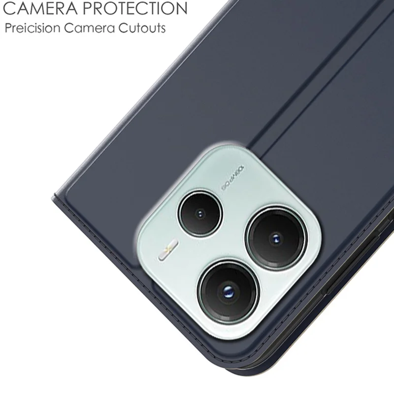For Xiaomi Redmi Note 14 4G (163.25mm) Case PU Leather Phone Cover with Card Holder Stand - Blue
