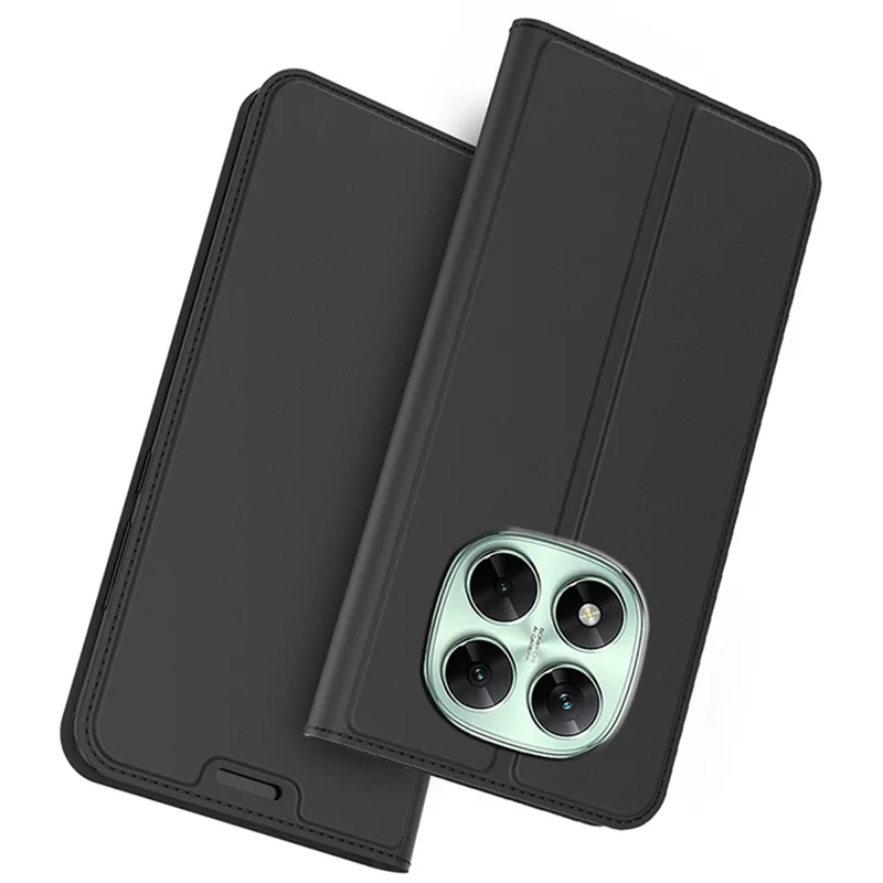For Xiaomi Redmi Note 14 Pro 5G / Poco X7 5G Case PU Leather Phone Cover with Card Holder Stand Magnetic Closure - Black