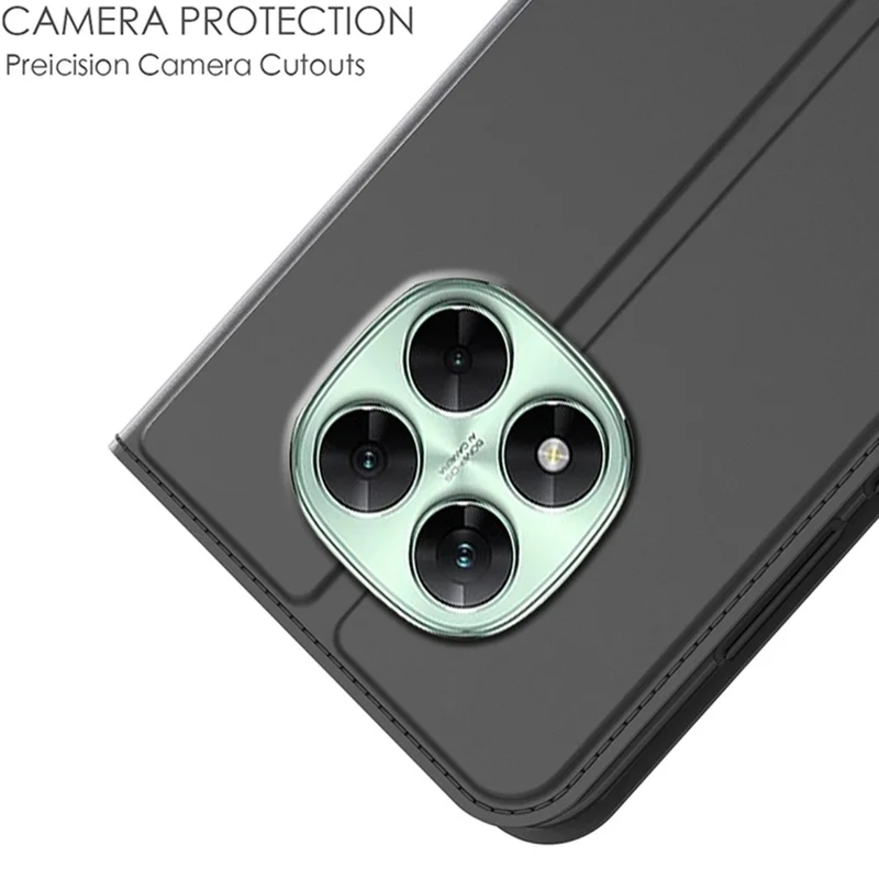 For Xiaomi Redmi Note 14 Pro 5G / Poco X7 5G Case PU Leather Phone Cover with Card Holder Stand Magnetic Closure - Black