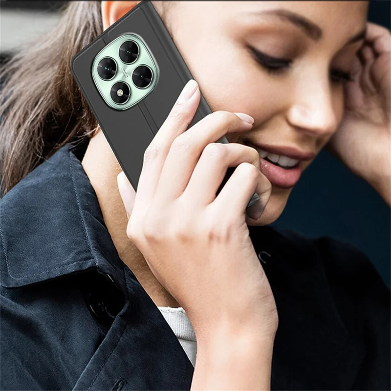For Xiaomi Redmi Note 14 Pro 5G / Poco X7 5G Case PU Leather Phone Cover with Card Holder Stand Magnetic Closure - Black