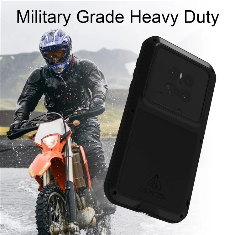 LOVE MEI For Huawei Mate 70 Case Tempered Glass Screen Protector Metal + Silicone Phone Cover - Black