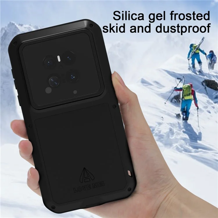 LOVE MEI For Huawei Mate 70 Case Tempered Glass Screen Protector Metal + Silicone Phone Cover - Black