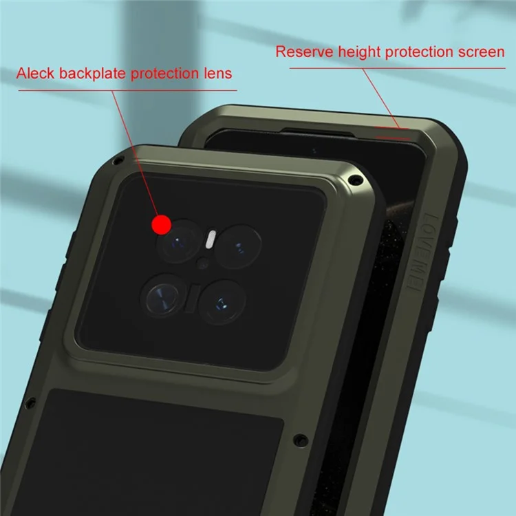 LOVE MEI For Huawei Mate 70 Case Tempered Glass Screen Protector Metal + Silicone Phone Cover - Black