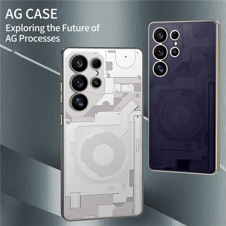 Für Samsung Galaxy S24 Ultra Hülle Schaltkreismuster AG Matte Skin Touch PC + TPU Handyrückseite - Schwarz