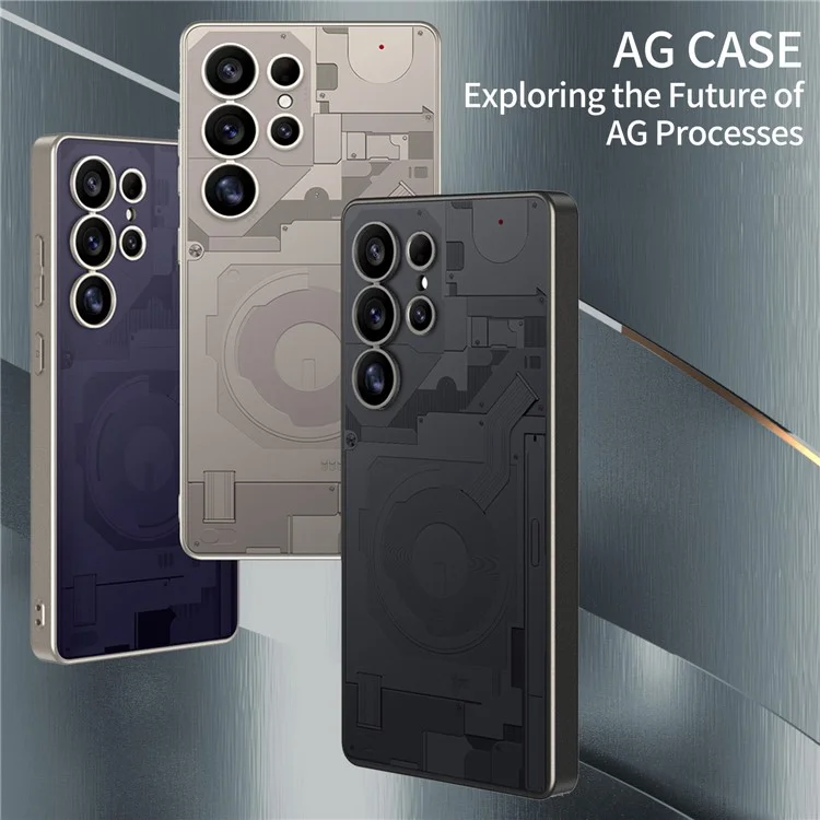 Für Samsung Galaxy S24 Ultra Hülle Schaltkreismuster AG Matte Skin Touch PC + TPU Handyrückseite - Schwarz