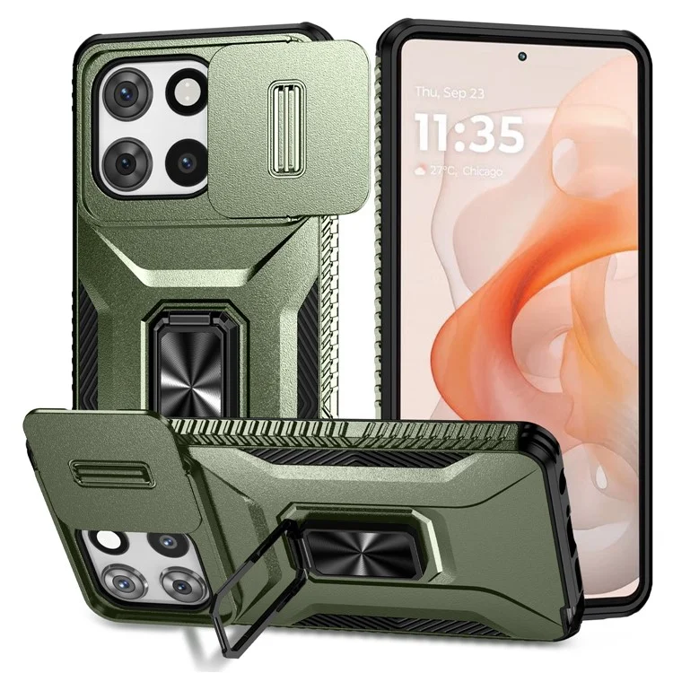Per Motorola Moto G Stylus 5G (2025) Custodia Camshield Supporto Kickstand TPU + PC Antiscivolo - Verde