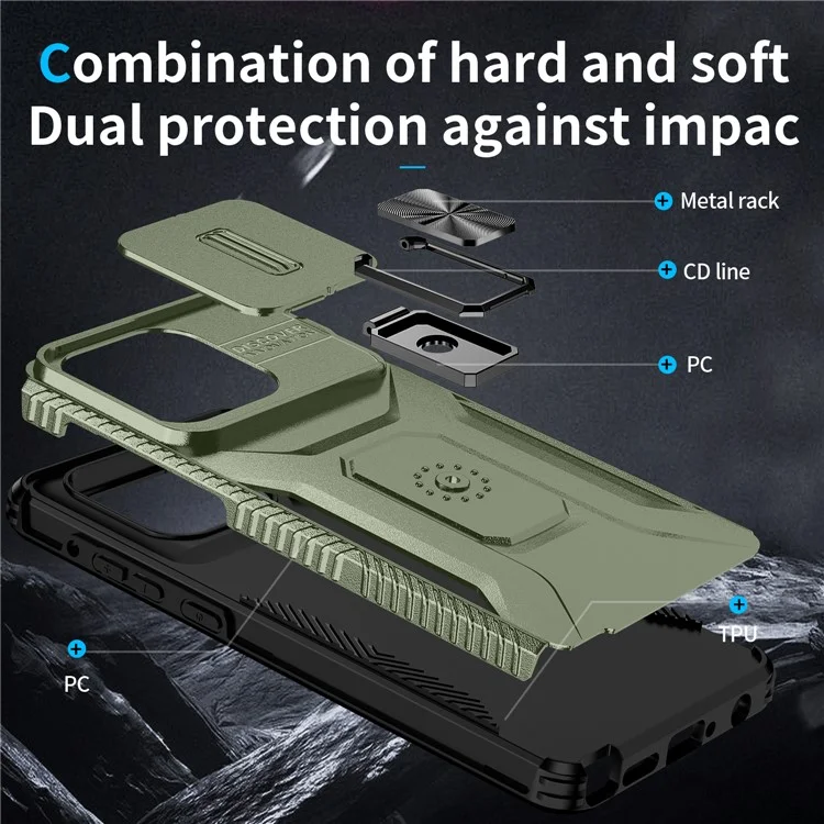 Per Motorola Moto G Stylus 5G (2025) Custodia Camshield Supporto Kickstand TPU + PC Antiscivolo - Verde