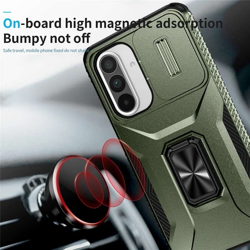 For Samsung Galaxy A56 5G / A36 5G Case Camshield Kickstand TPU+PC Anti-Slip Phone Cover - Green