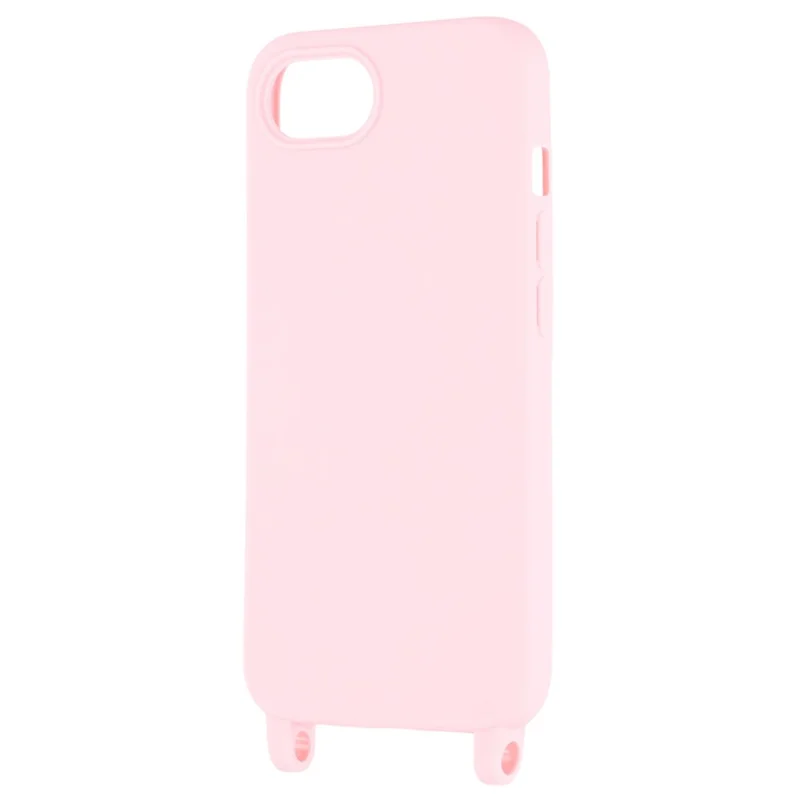 For iPhone 16e Case TPU Soft Shockproof Phone Cover with Adjustable Lanyard - Pink