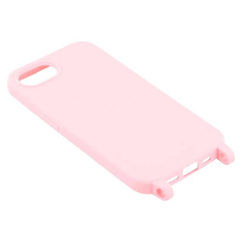 For iPhone 16e Case TPU Soft Shockproof Phone Cover with Adjustable Lanyard - Pink