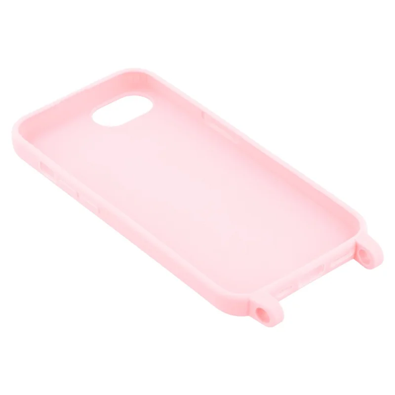 For iPhone 16e Case TPU Soft Shockproof Phone Cover with Adjustable Lanyard - Pink