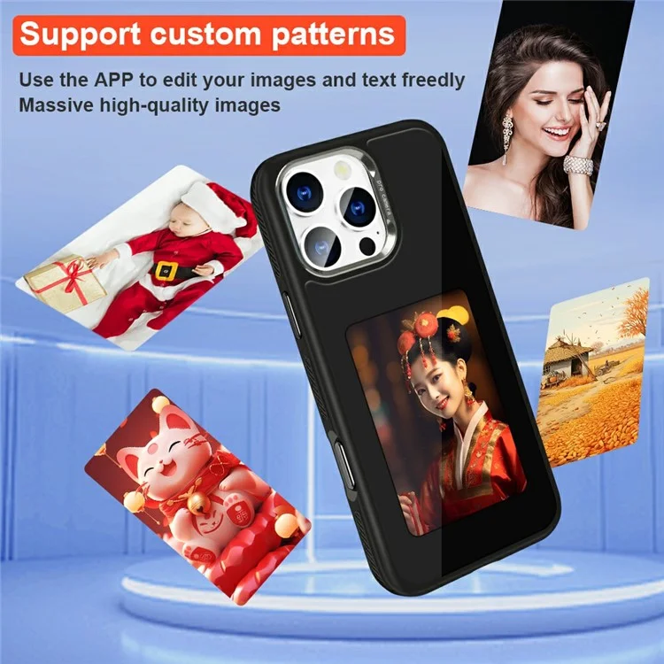 For iPhone 16 Pro E-Ink Case 4 inch HD 4 Colors Phone Cover Supports NFC Transfer DIY Pictures - White