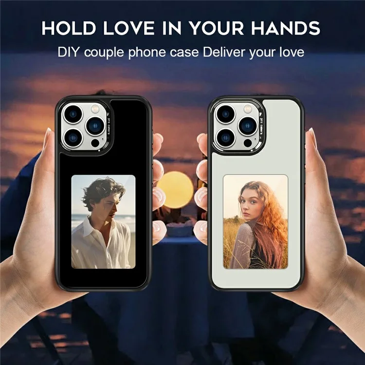 For iPhone 16 Pro E-Ink Case 4 inch HD 4 Colors Phone Cover Supports NFC Transfer DIY Pictures - White