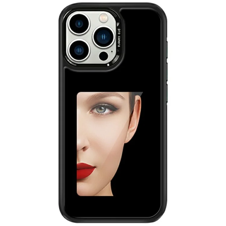 For iPhone 15 Pro E-Ink Case 4 inch HD 4 Colors Phone Cover Supports NFC Transfer DIY Pictures - Black