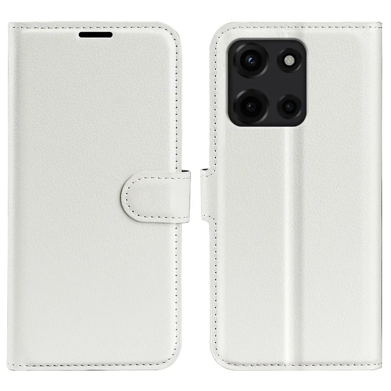 For Motorola Moto G 5G (2025) Case Litchi Texture Shockproof Leather Wallet Phone Cover - White
