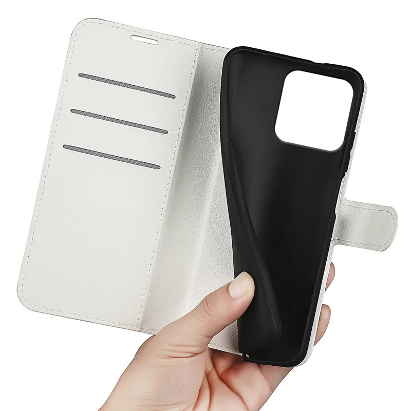 For Motorola Moto G 5G (2025) Case Litchi Texture Shockproof Leather Wallet Phone Cover - White