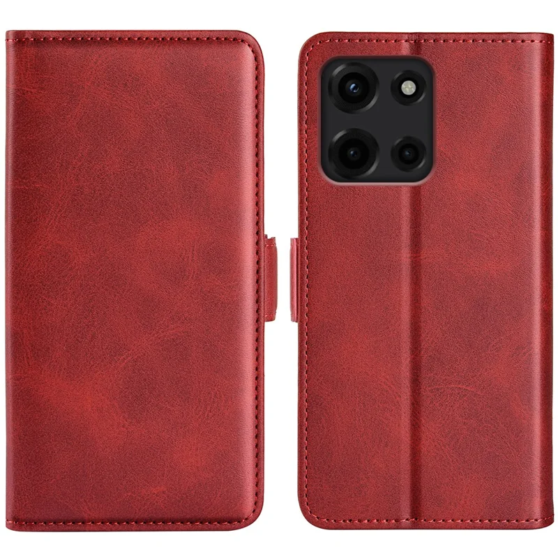 For Motorola Moto G 5G (2025) Stand Case Calf Texture Leather Wallet Phone Cover - Red