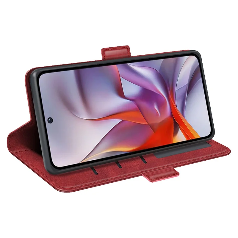 For Motorola Moto G 5G (2025) Stand Case Calf Texture Leather Wallet Phone Cover - Red