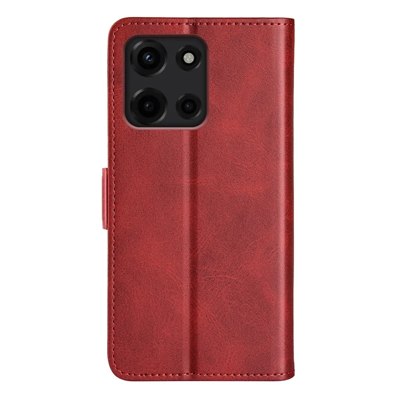 For Motorola Moto G 5G (2025) Stand Case Calf Texture Leather Wallet Phone Cover - Red