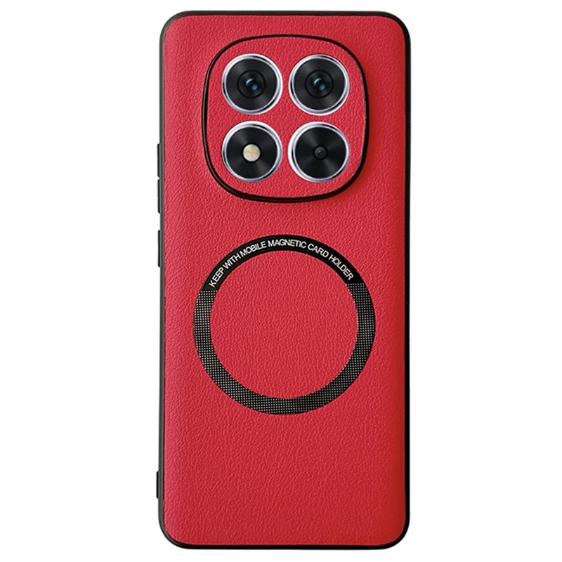 For Xiaomi Redmi Note 14 Pro 5G / Poco X7 5G Magnetic Case Anti-Drop PU Leather+TPU Cover - Red