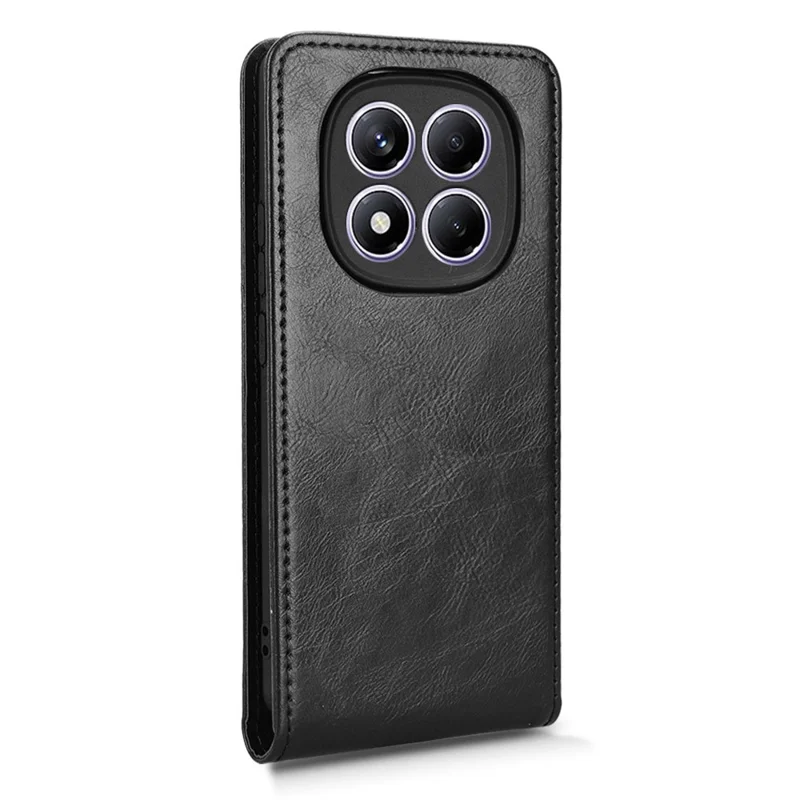 For Xiaomi Redmi Note 14 Pro 4G Case with Card Slot Magnetic Vertical Flip Leather Phone Cover - Black
