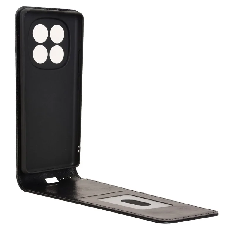 For Xiaomi Redmi Note 14 Pro 4G Case with Card Slot Magnetic Vertical Flip Leather Phone Cover - Black