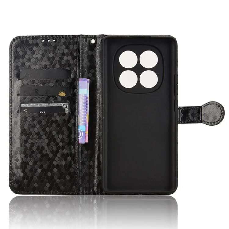Funda tipo cartera para Xiaomi Redmi Note 14 Pro 4G con patrón de puntos, de cuero PU - Negro