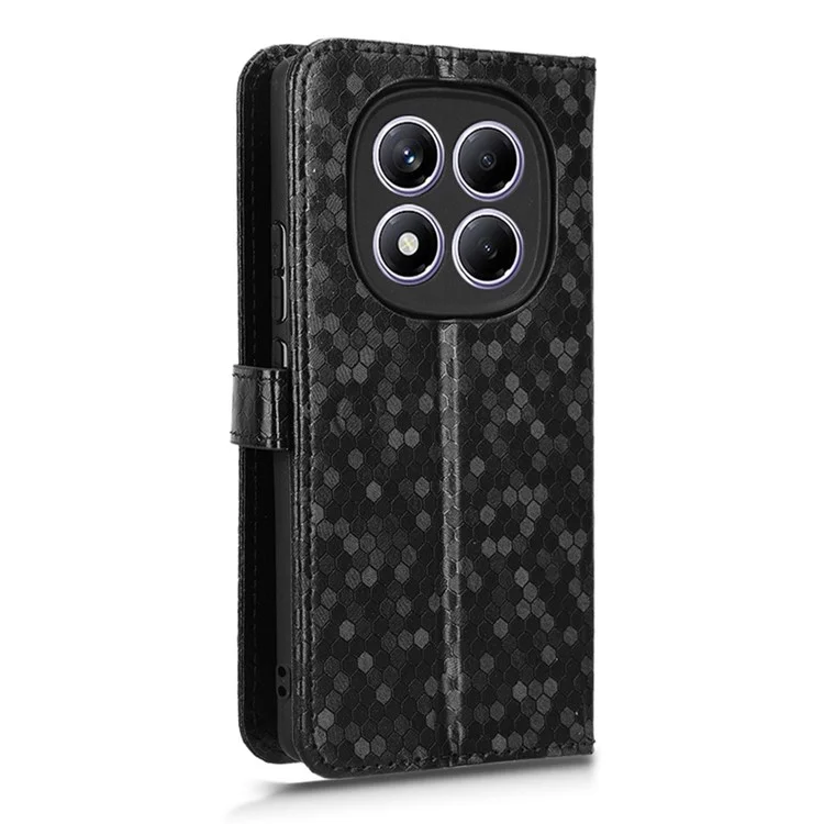 Funda tipo cartera para Xiaomi Redmi Note 14 Pro 4G con patrón de puntos, de cuero PU - Negro
