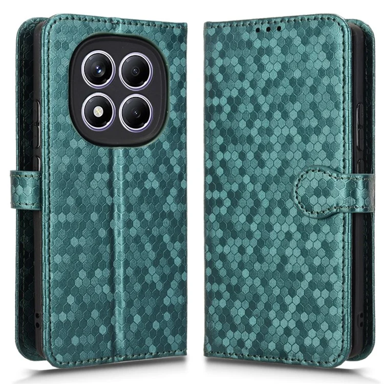 For Xiaomi Redmi Note 14 Pro 4G Wallet Case Dot Pattern Imprint PU Leather Phone Cover - Green