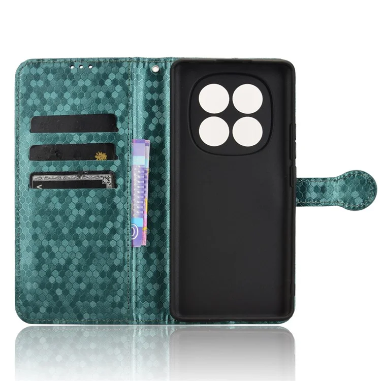 For Xiaomi Redmi Note 14 Pro 4G Wallet Case Dot Pattern Imprint PU Leather Phone Cover - Green