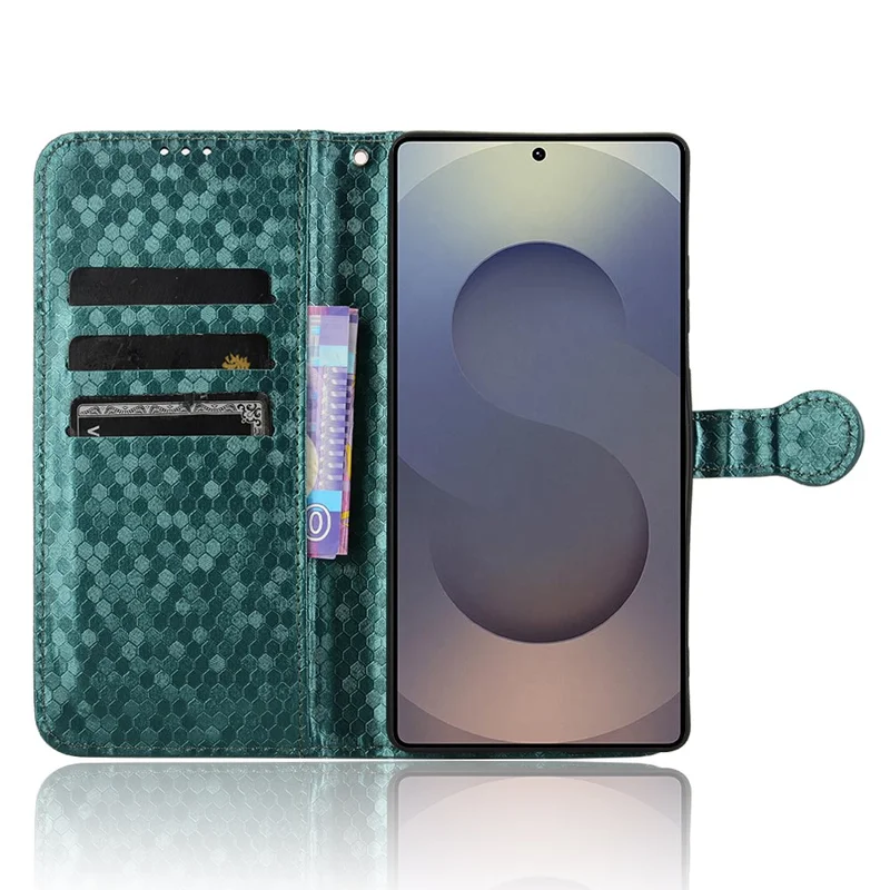 For Samsung Galaxy S25 Ultra Wallet Case Dot Pattern Imprint PU Leather Phone Cover - Green