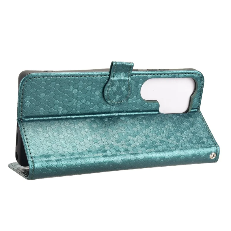 For Samsung Galaxy S25 Ultra Wallet Case Dot Pattern Imprint PU Leather Phone Cover - Green