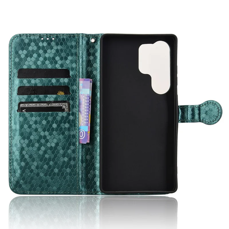 For Samsung Galaxy S25 Ultra Wallet Case Dot Pattern Imprint PU Leather Phone Cover - Green