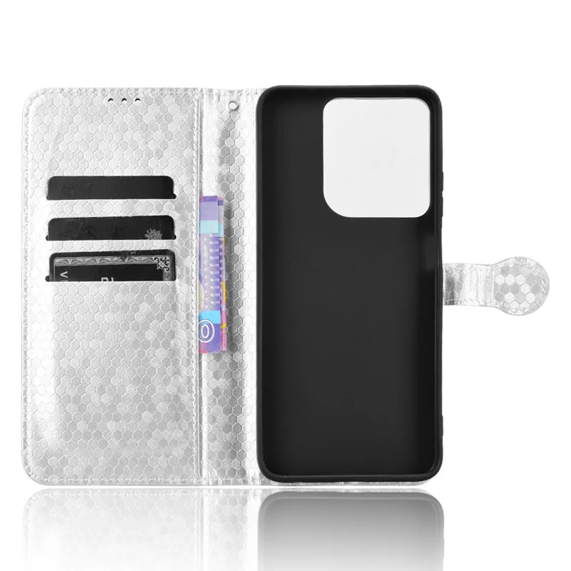 For Motorola Moto G Power (2025) / G Play (2025) 4G Case Wallet Dot Pattern Imprint PU Leather Phone Cover - Silver