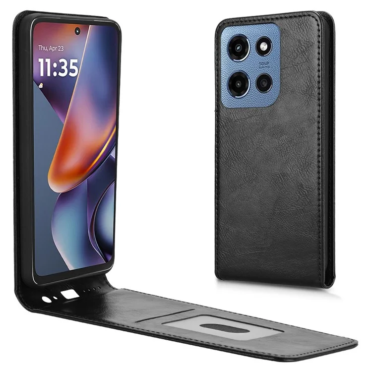 Pour Motorola Moto G Play (2025) 5G / G Power (2025) Étui avec Porte-Carte Rabat Vertical Magnétique en Cuir - Noir