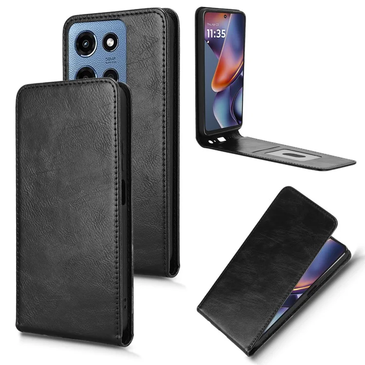 Pour Motorola Moto G Play (2025) 5G / G Power (2025) Étui avec Porte-Carte Rabat Vertical Magnétique en Cuir - Noir